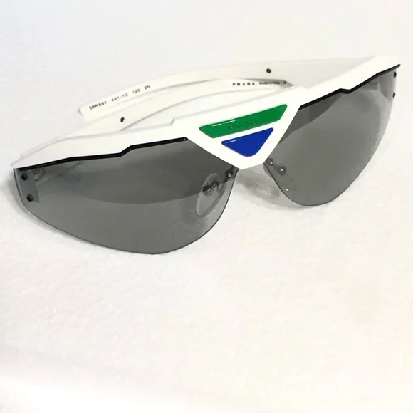 🆕 Prada white, blue & green Shield Sunglasses - Picture 9 of 16